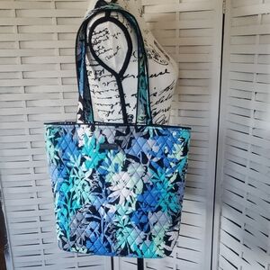 Vera Bradley Floral Quilted Tote Bag - Blue and Black